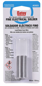 Oatey 53023 Rosin Core Solder, Silver, 0.8 oz, Carded, Solid